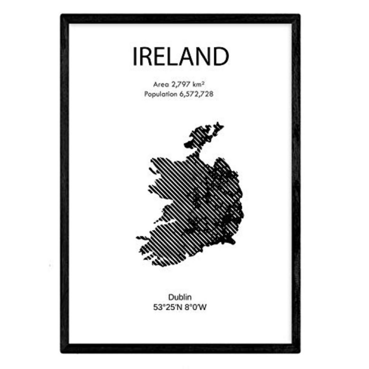 POSTER Länder & Kontinente Irland A3 Rahmenlos - Klar, Papier (29.7/5/42cm) - Nacnic