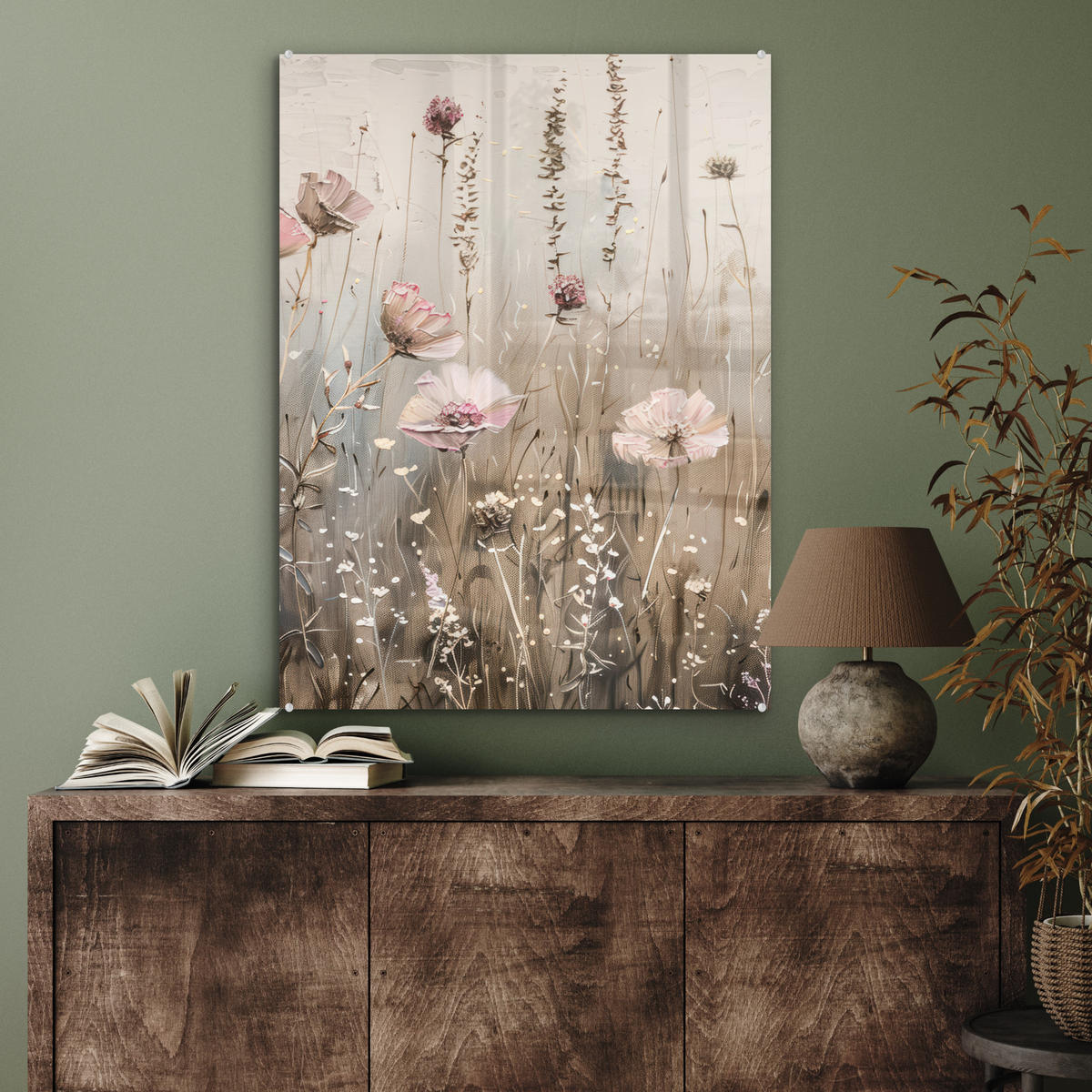 OBRAZ NA AKRYLOVOM SKLE Kvety - Ružová - Moderné - Béžová 60x80 cm - béžová, sklo (60/80cm) - MuchoWow
