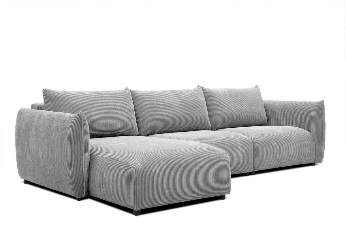 ECKSOFA TAUER 5-Sitzer, hellgrau - Hellgrau/Schwarz, Holzwerkstoff/Kunststoff (173/294cm) - Courtois Laville