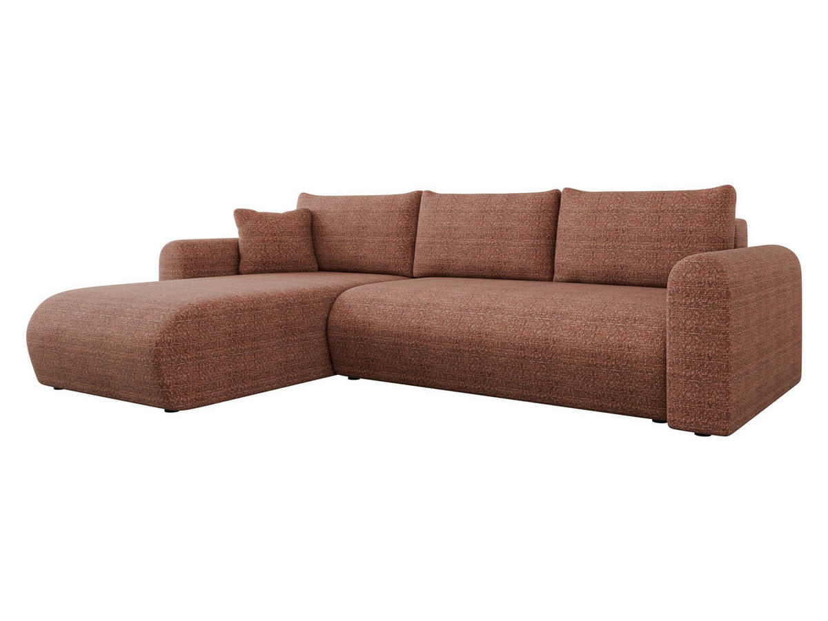 ECKSOFA Eliwo - Dunkelrosa/Schwarz, Holz/Textil (252/158cm) - MIRJAN24