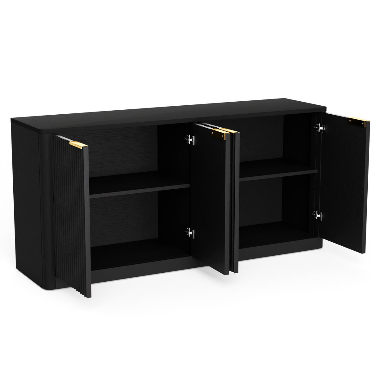 BOČNÍ skříň 150/40/70,5 cm černá z MDF s vlnitým čelním designem a úložným prostorem - černá, kompozitní dřevo (150/70.5/40cm) - OKWISH
