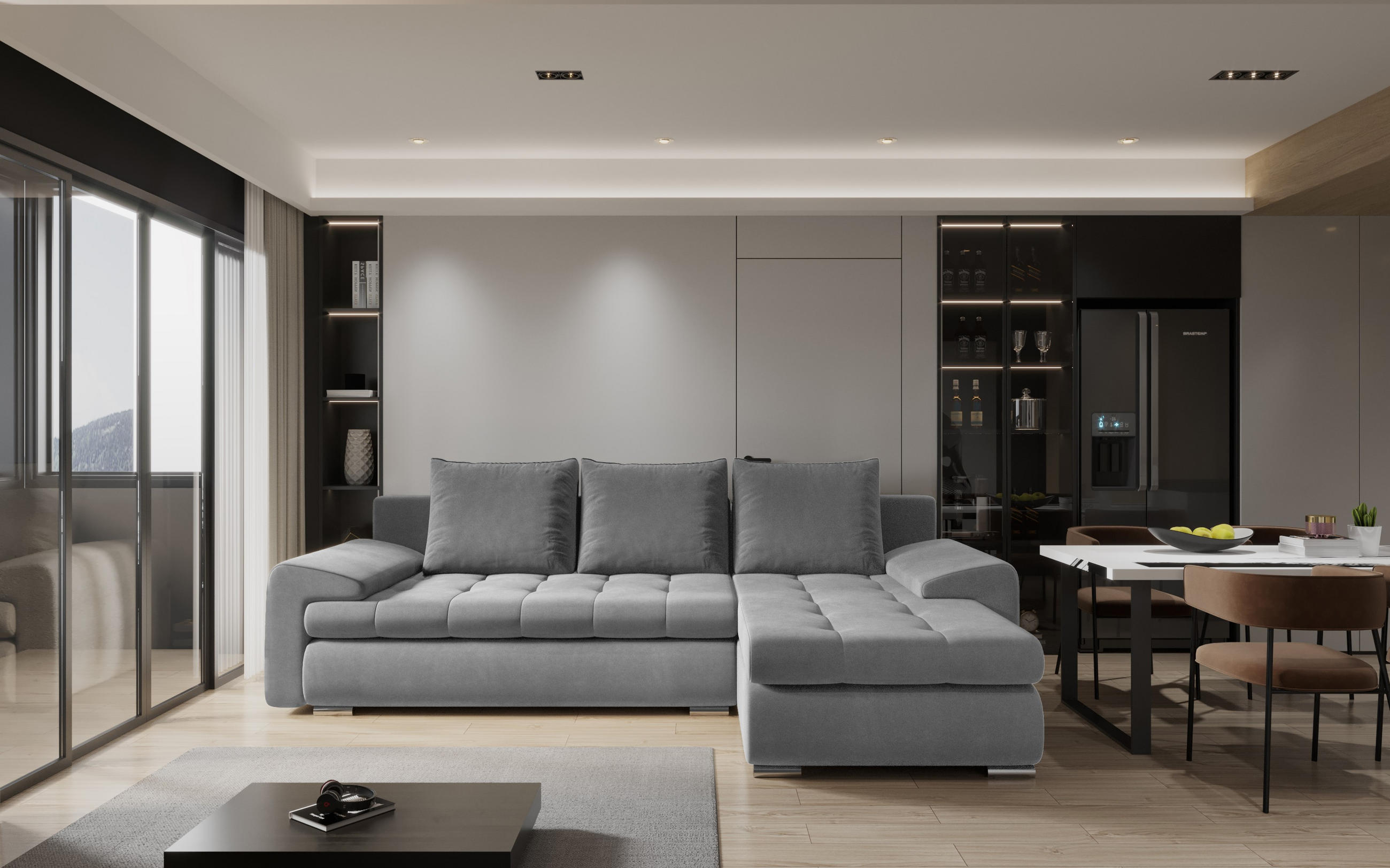 ECKSOFA TOMI Castel Grau Rechts - Grau, Holz (237/150cm) - Kaiser Möbel