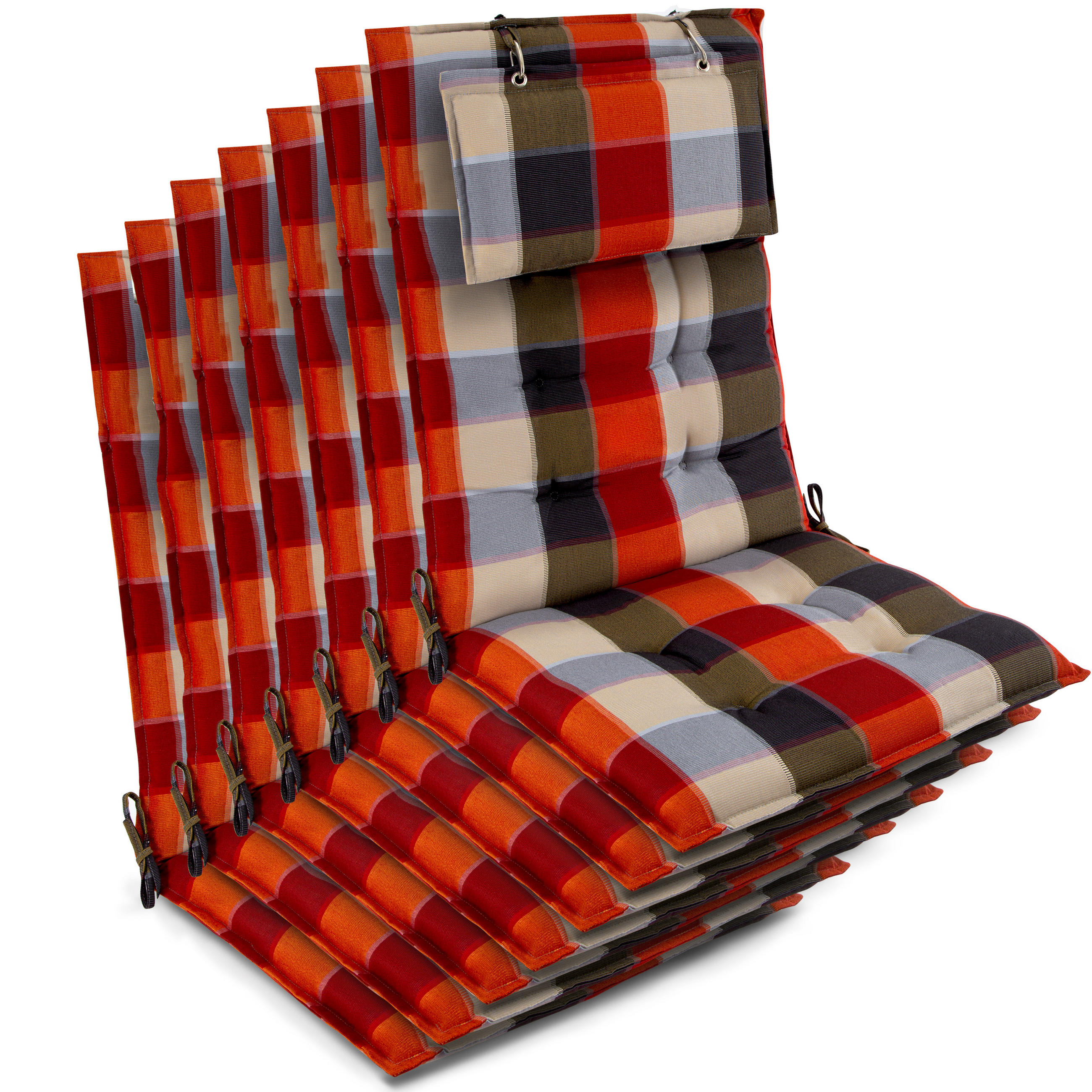 HOCHLEHNER Sun-HL 119x50x8cm Orange-Beige-Kariert (7tlg) - Orange, Textil (50/120cm) - Beautissu 