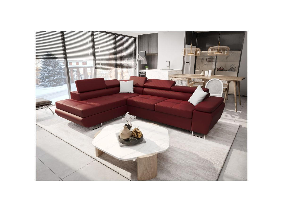 ECKSOFA KONGO RBN04, Eckcouch in L-Form mit Schlaffunktion, Farbe: Weiß, Kunstleder, Ottomane Links - Weiß, Textil (272/200cm) - O-Sofa