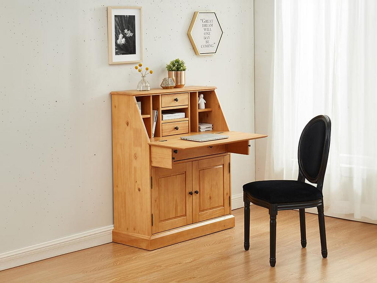 SEKRETÄR - MDF & Kiefernholz - Eichefarben - CLEORE - Naturfarben, Holz (93/40/110.8cm) - Vente-Unique