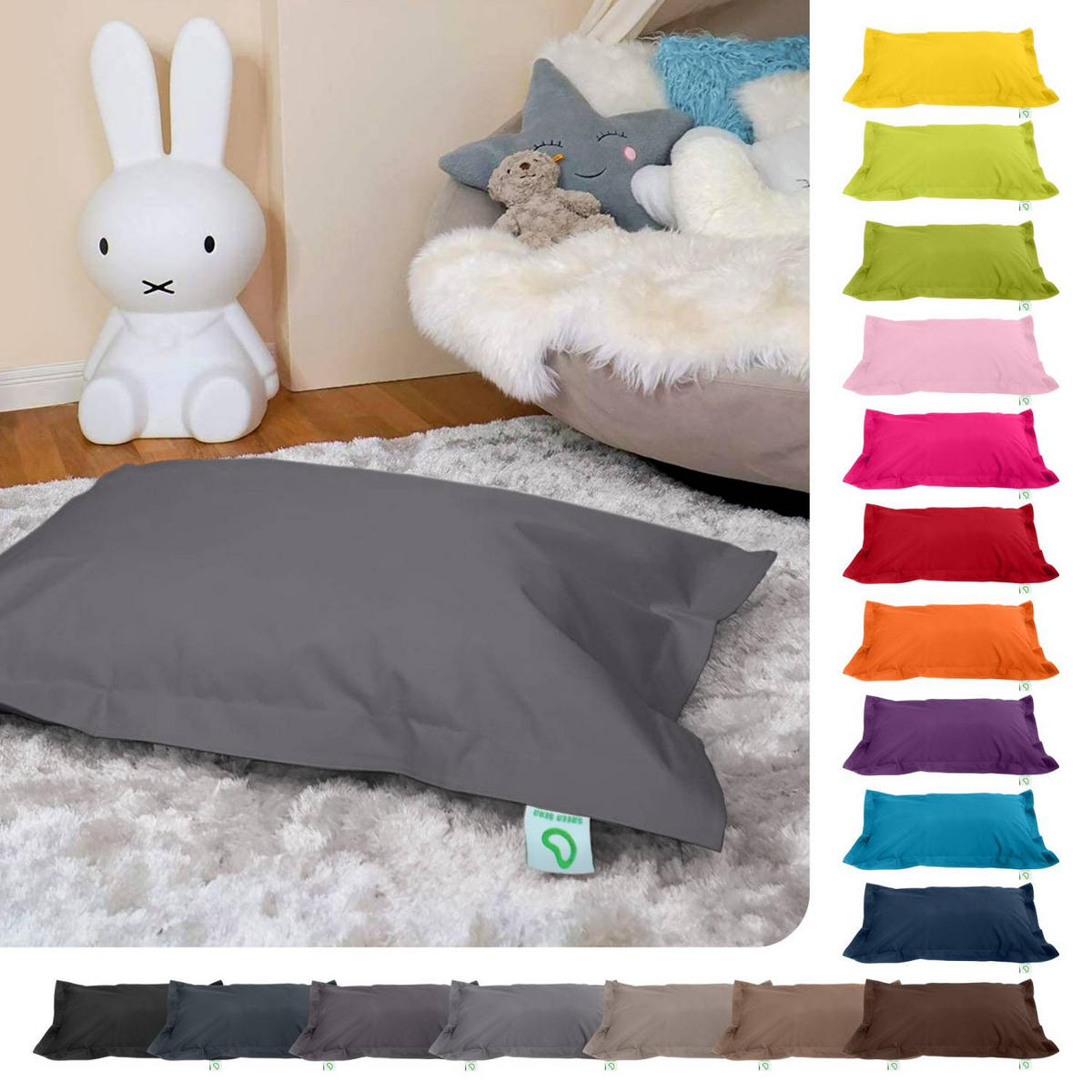 KINDER-SITZSACK 70x100cm - 70 Liter - Dunkelgrau, Textil (70/10/100cm) - Green Bean