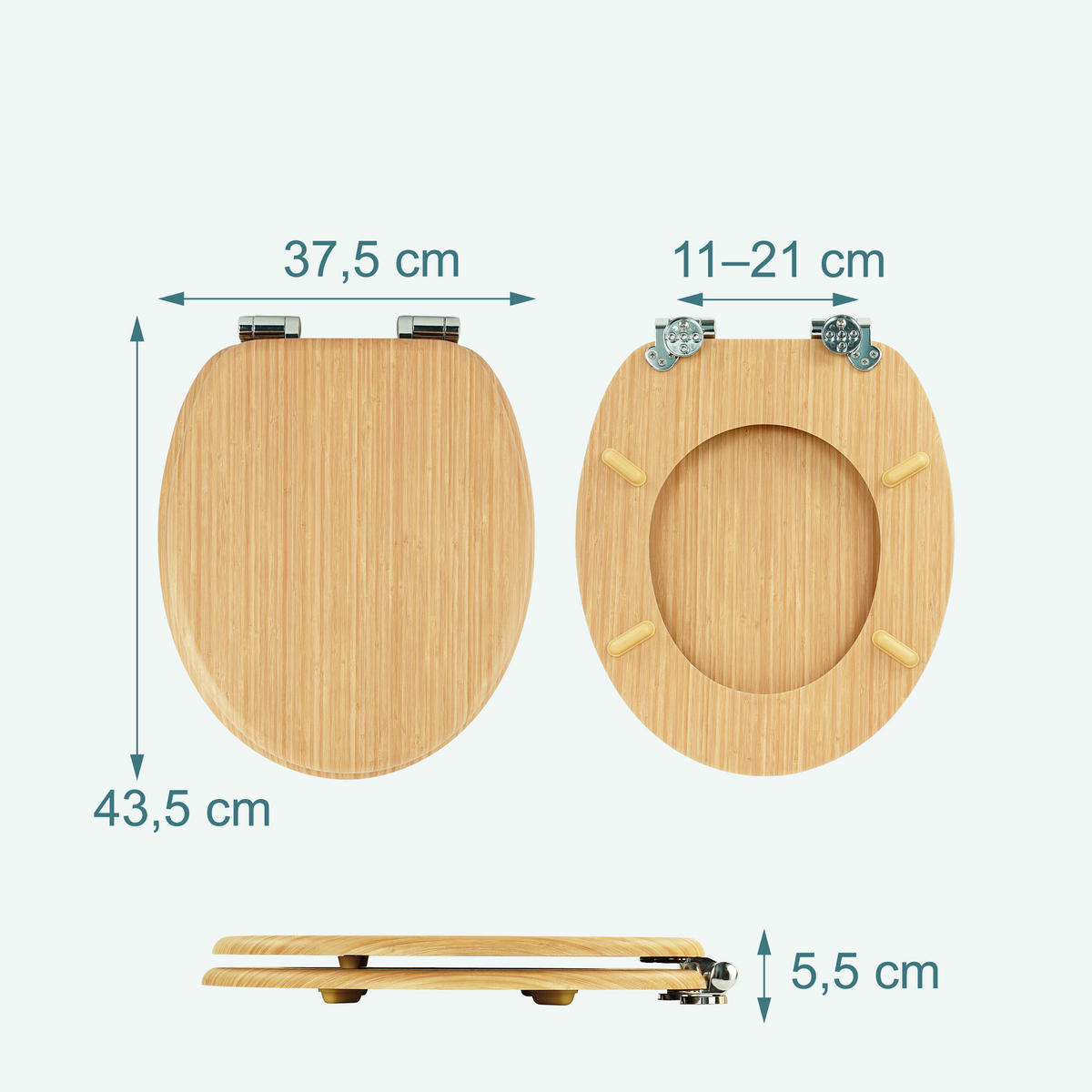 TOILETTENDECKEL - Hellbraun, Holzwerkstoff/Kunststoff (37.5/5.5/43.5cm) - Relaxdays