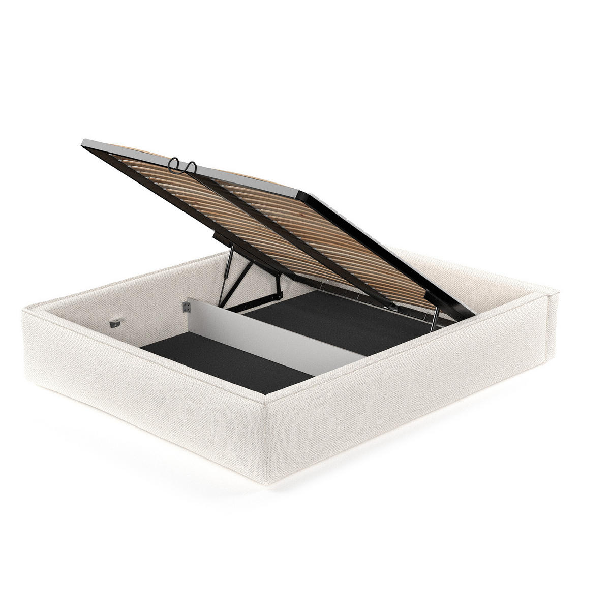 POLSTERBETT Alvar Creme 120/200 cm im Chenille-Stoff - Creme/Schwarz, Holz/Holzwerkstoff (120/200cm) - Maison de Reve