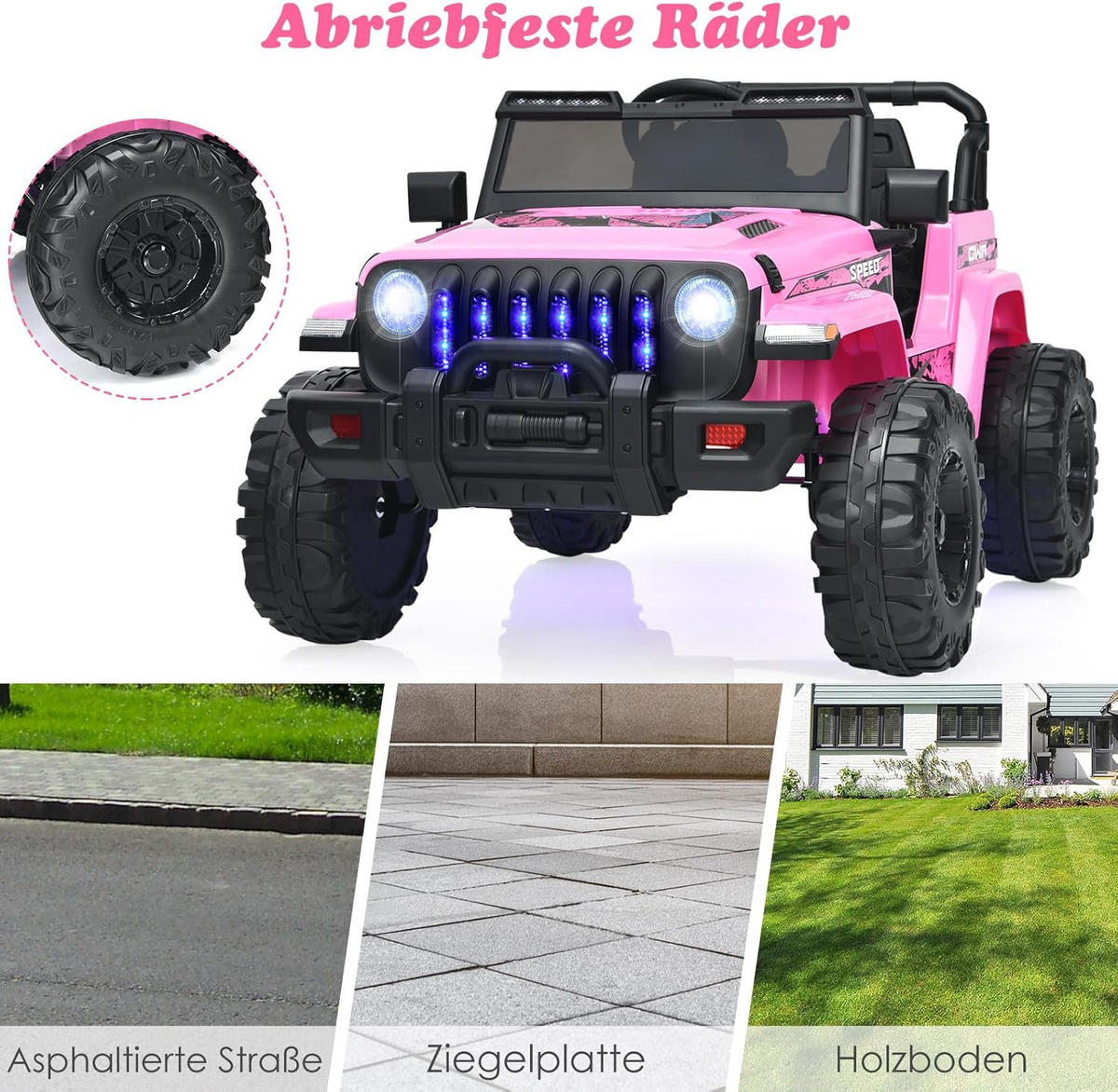 ELEKTROAUTO 12V Kinder Rosa - Pink, Kunststoff (72/67/112cm) - COSTWAY