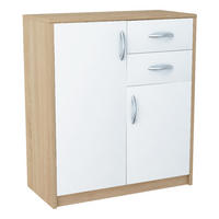 KOMMODE mit 2 Schubladen und 2 Türen - Eichefarben/Weiß, Holzwerkstoff (74/85/35cm) - Home Collective