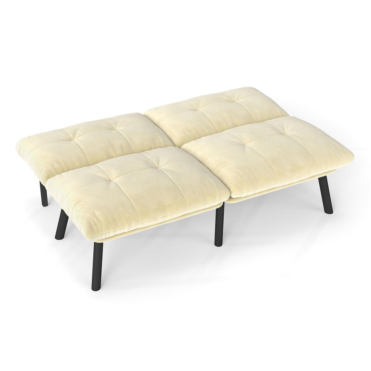 SCHLAFSOFA 160/55/78 cm Creme Samt - Creme, Textil (81/78/160cm) - Oxeza