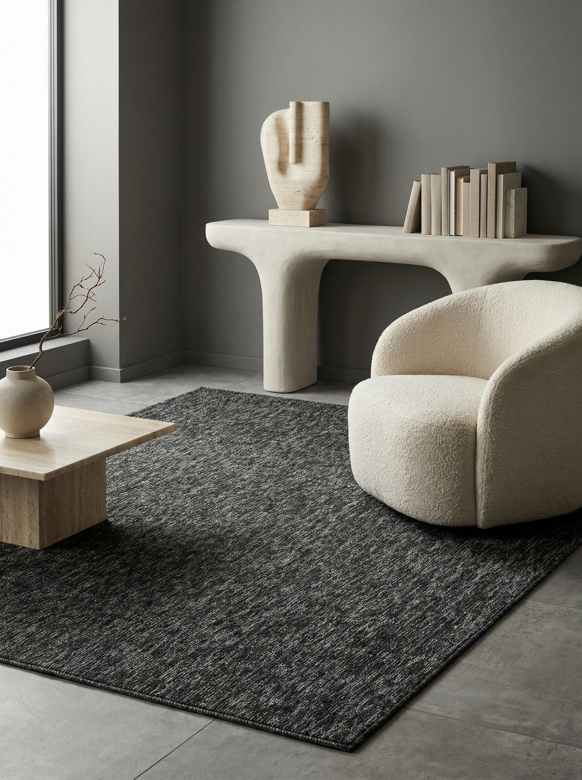KURZFLORTEPPICH AMMER, einfarbig, Anthrazit, 160 x 230 cm - Anthrazit, Textil (230/160cm) - KADIMA DESIGN