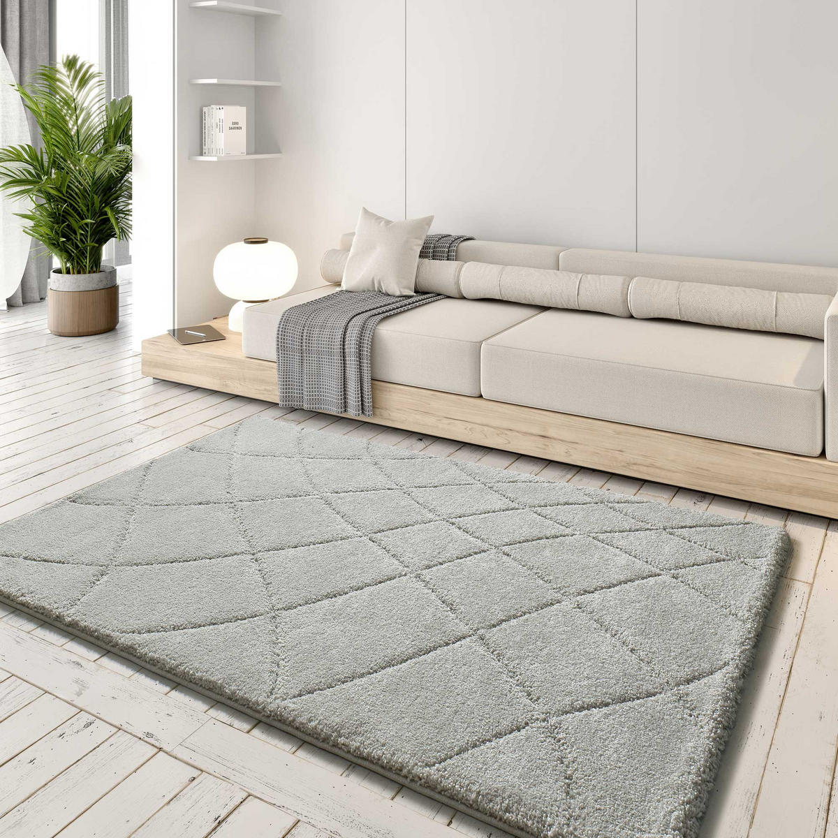 HOCHFLORTEPPICH Silber Molier 60/120 cm - Silberfarben, Naturmaterialien/Textil (60/120cm) - Atticgo