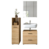 BADMÖBEL Set Eiche Artisan 3-teilig, Badkombination 105 cm, modernes Design, Cover - Schwarz/Eiche Artisan, Glas/Holzwerkstoff (105/185/30cm) - Inn.Furn