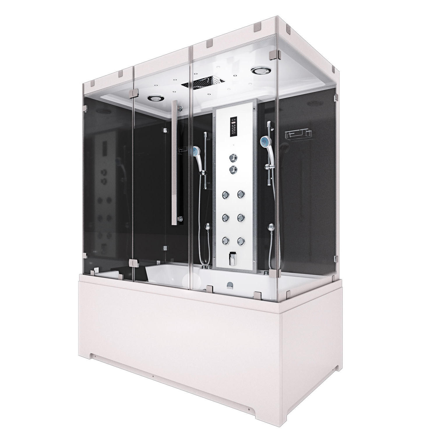 DAMPFDUSCHE Whirlpool K80-SW-EH-A-EC-SC - Schwarz, Glas/Kunststoff (100/180/228cm) - AcquaVapore by Sandra Jentho