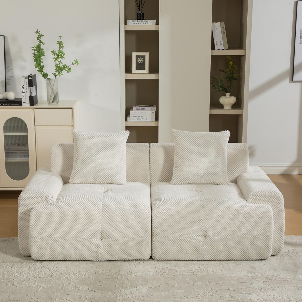 2-SITZER-SOFA DE-35102 mit Chenille-Bezug Beige - Beige, Textil (89/75/190cm) - ComfortXL