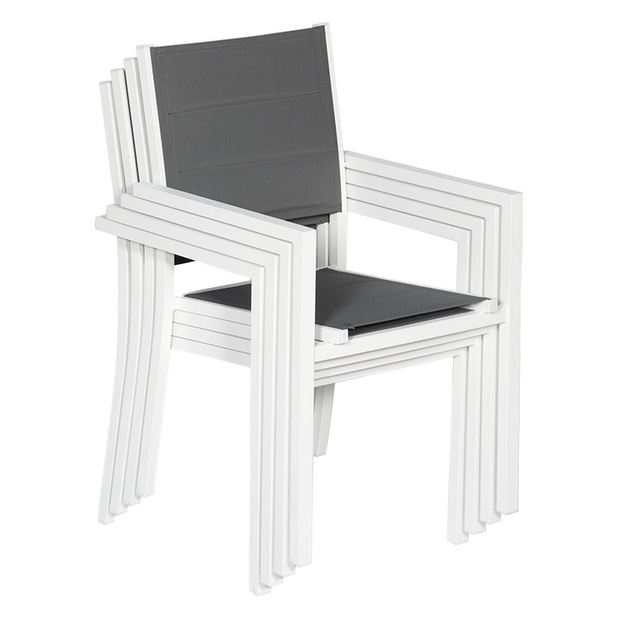 STÜHLE Weiß und grau 6er-Set - Weiß, Kunststoff (56.5/90/57cm) - Happy Garden