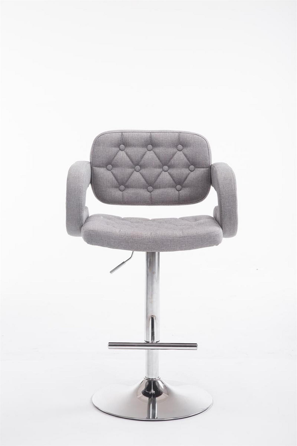 BARHOCKER Dubai, Gestell Metall in Chromoptik, STOFF Grau - Chromfarben/Grau, Textil/Metall (52/100/55cm) - TPFLiving