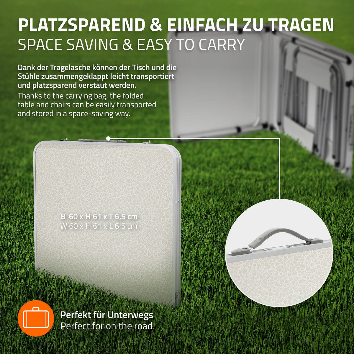 CAMPINGTISCH weiß + 4 Stühle - Weiß, Holzwerkstoff (120/60/70cm) - ECD-Germany