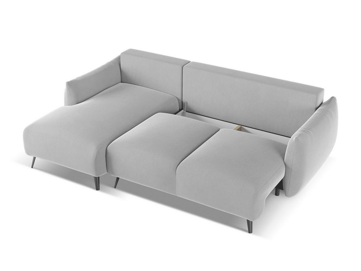 ECKSOFA mit Schlaffunktion Chenille Stoff Weiß - Schwarz/Weiß, Kunststoff/Textil (148/207cm) - Makamii