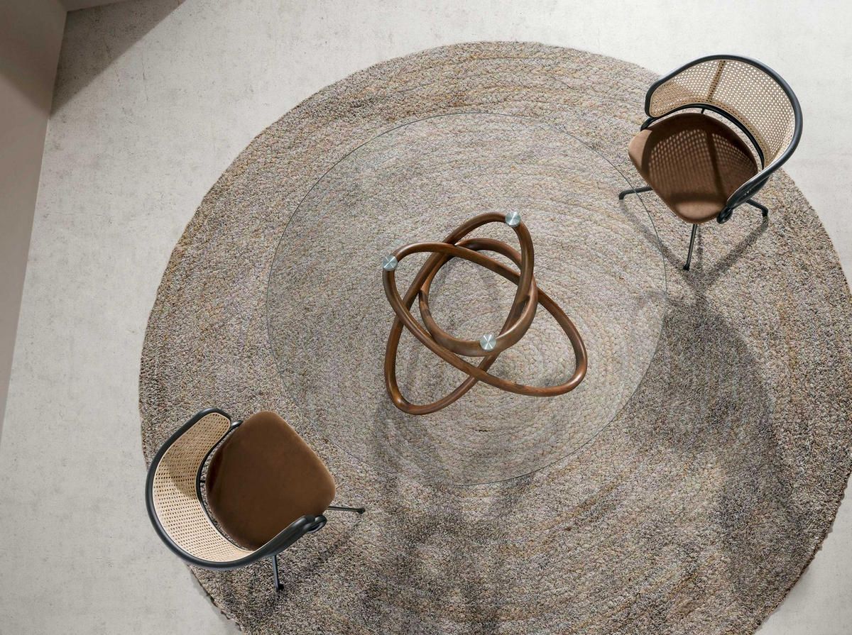 ESSTISCH Esstisch runde gehärtetes Glas aus walnussfarbenes Holz Ø150/75 cm - Transparent/Walnussfarben, Holz (150/150/75cm) - ANGEL CERDA