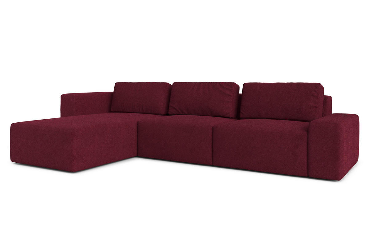 ECKSOFA L Form Arkleton Bordeaux 360/180/93 cm Links mit Schlaffunktion - Bordeaux/Schwarz, Kunststoff/Textil (180/360cm) - AX Living
