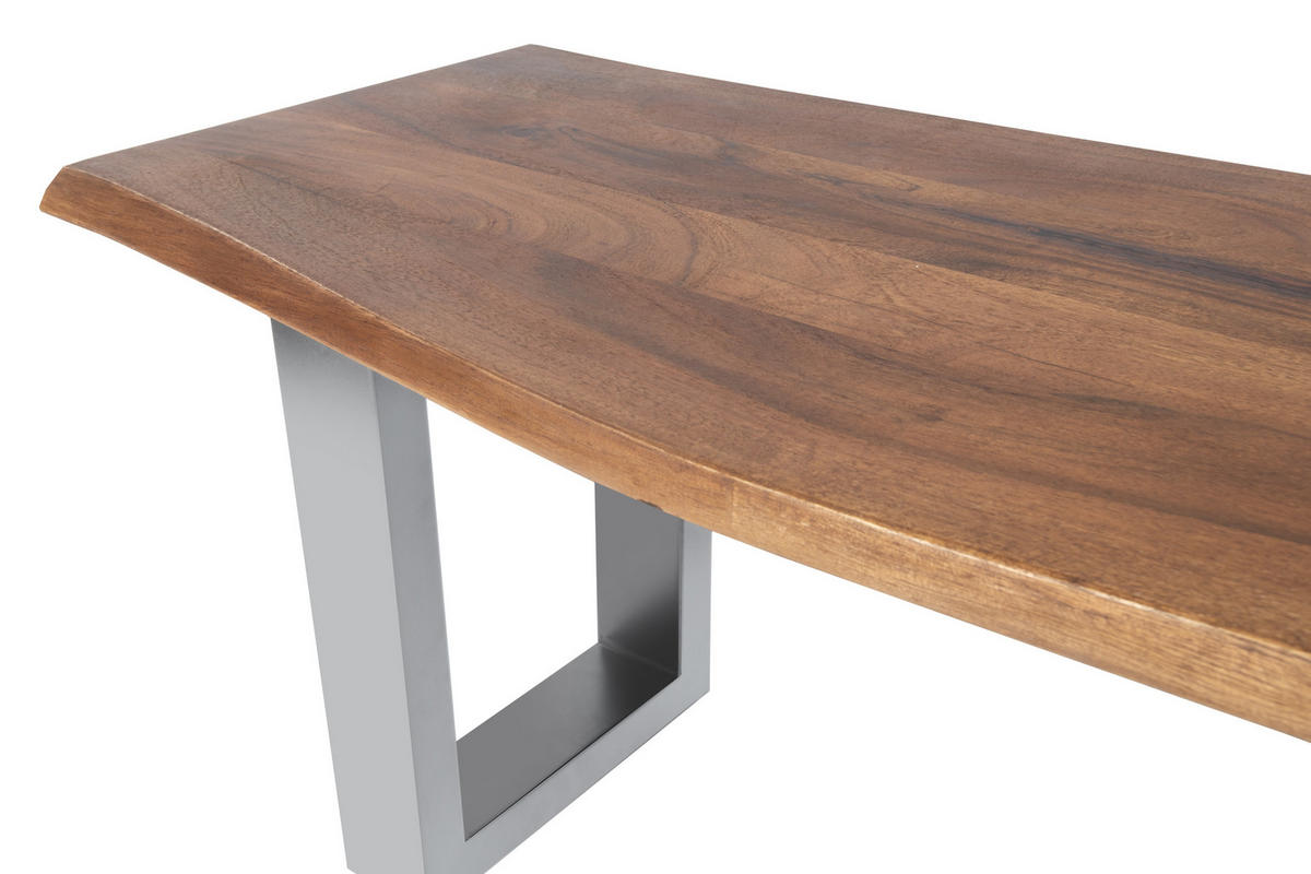SITZBANK NOAH - Silberfarben/Braun, Holz/Metall (140/47/42cm) - SAM
