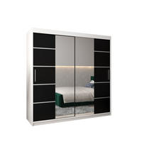 SCHWEBETÜRENSCHRANK 200/200/62 2-türig - Silberfarben/Schwarz, Holz/Kunststoff (200/200/62cm) - Abiks Möbel