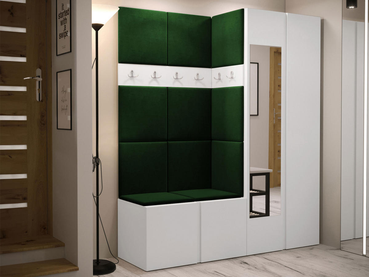 MOBILIER PENTRU HOL Orion XII - alb/verde, material plastic/compozit lemnos (158/186/46cm) - MIRJAN24