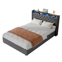 POLSTERBETT 140/190 cm in Dunkelgrau Samt mit Bettkasten, LED-Beleuchtung und USB-Anschluss - Dunkelgrau, Holzwerkstoff/Textil (140/190cm) - CHICFURN