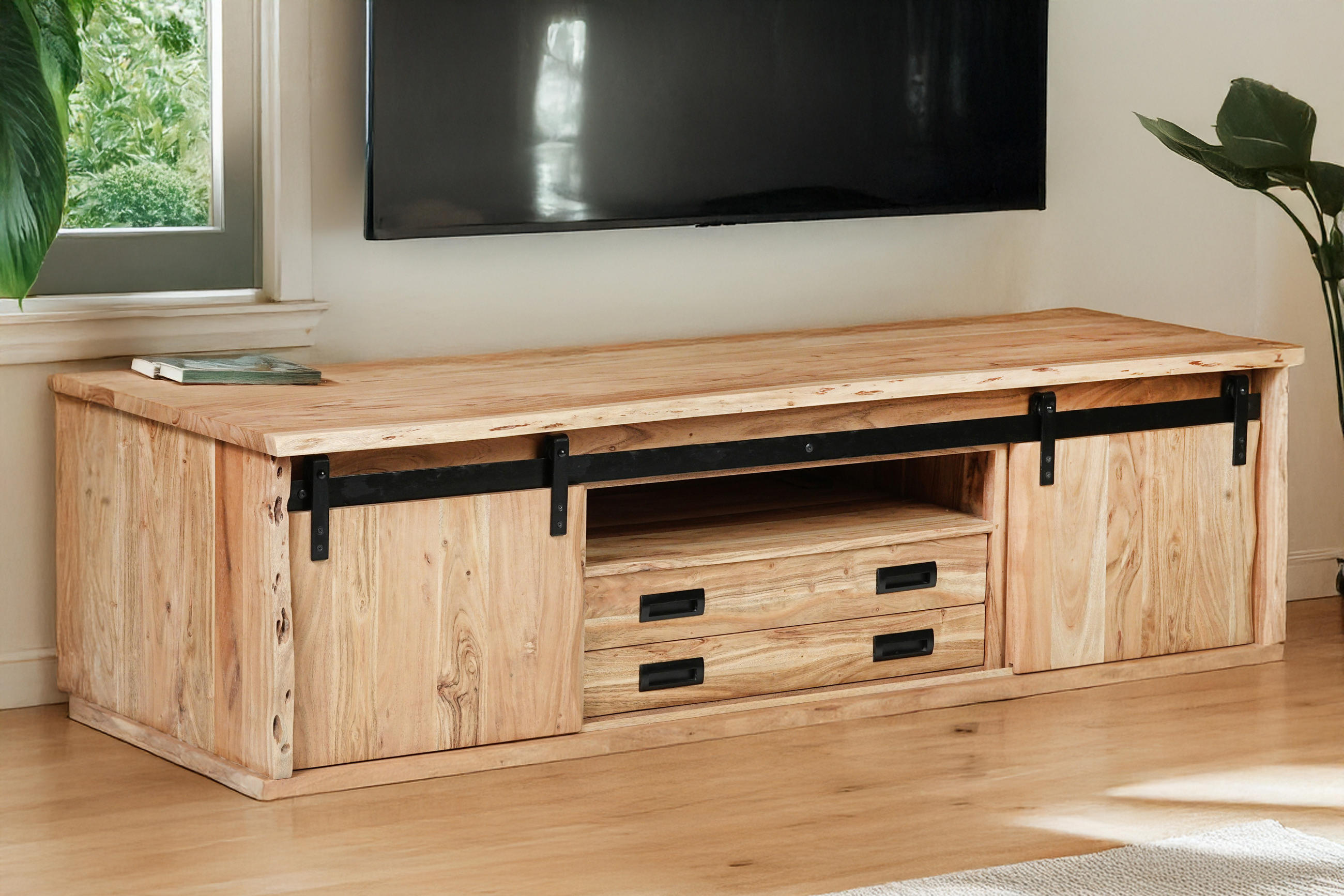 LOWBOARD LIAN I - Beige/Naturfarben, Holz (180/50/55cm) - SAM