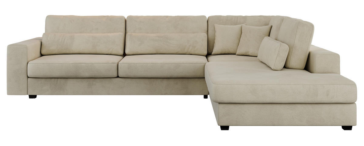 ECKSOFA Savona Beige Velvet - rechts - Beige/Schwarz, Kunststoff/Textil (249/316cm) - MKS