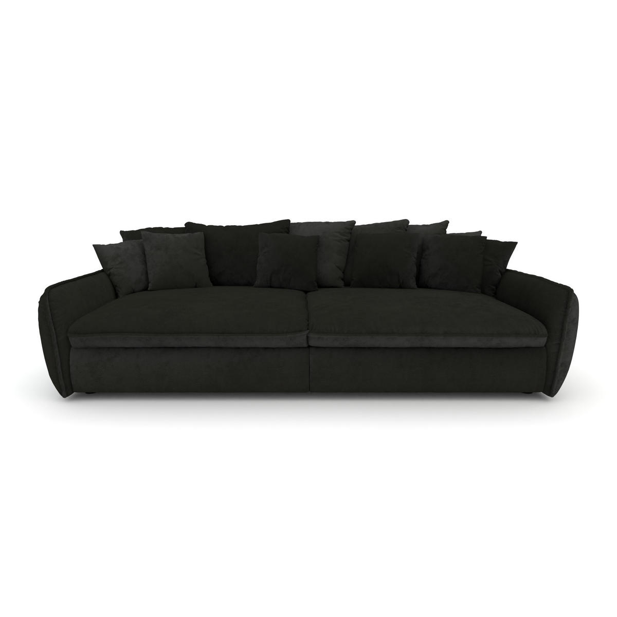 BIGSOFA Hereford XXL Velvet Grau inkl. 12 Kissen 274/131/61 cm - Anthrazit, Kunststoff/Textil (274/61/131cm) - foamnova