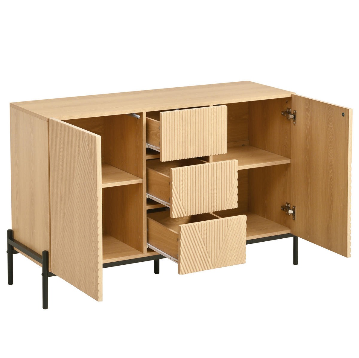 SIDEBOARD 115,5/40/76 cm in Natur mit 2 Türen & 3 Schubladen - Naturfarben, Holzwerkstoff (115.5/76/40cm) - BEAOK