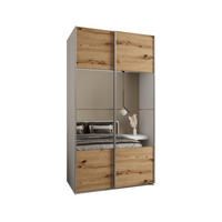 SCHWEBETÜRENSCHRANK 245,5/140/64 2-türig - Silberfarben/Eiche Artisan, Holz/Metall (140/245/64cm) - Abiks Möbel