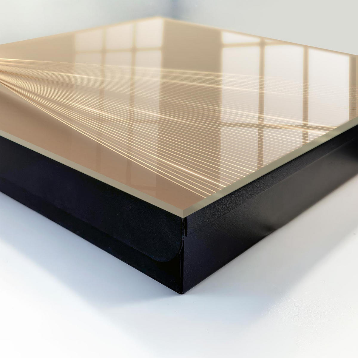SCHLÜSSELBOX Schwarz 30x30 cm- Türöffnung nach rechts - Minimalistische Linien - Beige, Metall (30/30/5cm) - TULUP