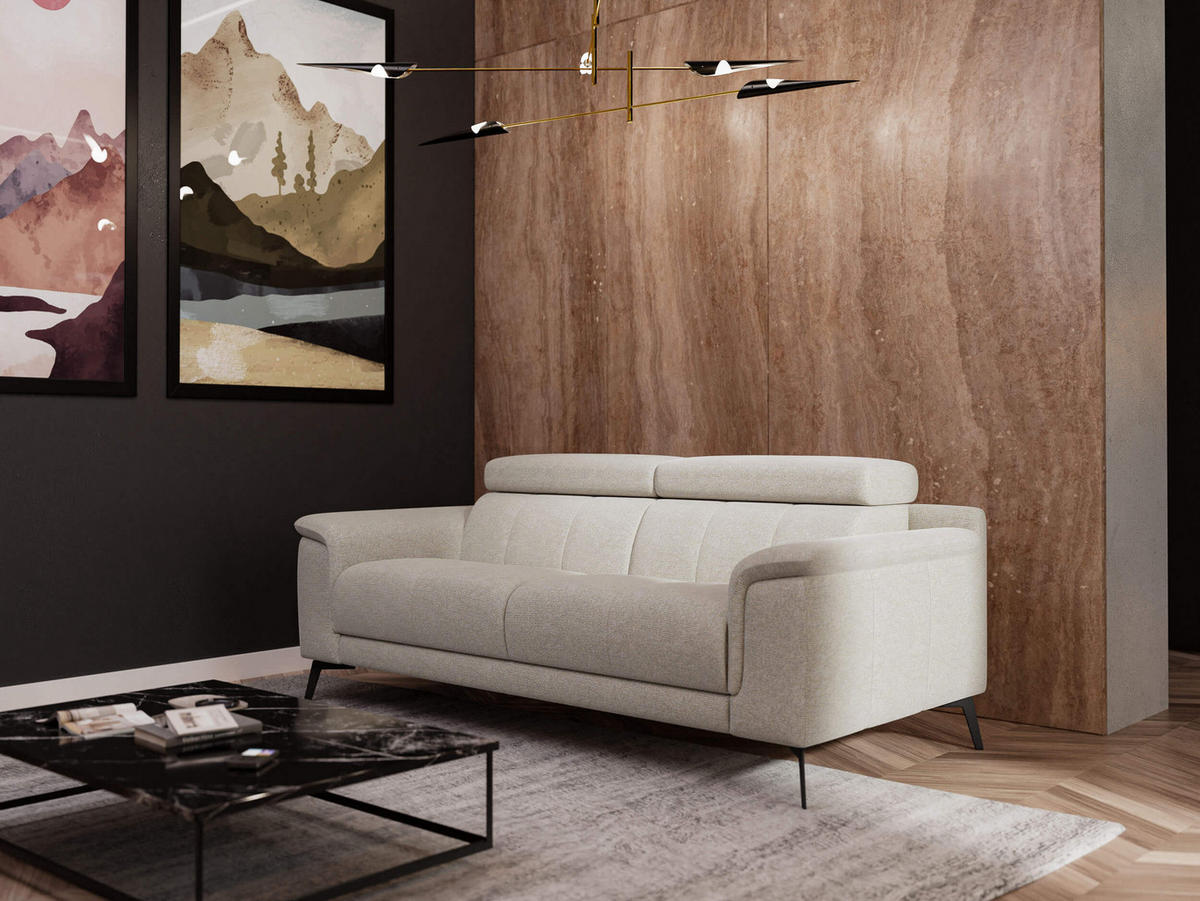 SOFA FIERO 3-Sitzer, hellgrau - Hellgrau/Schwarz, Holzwerkstoff/Textil (212/82/103cm) - Courtois Laville