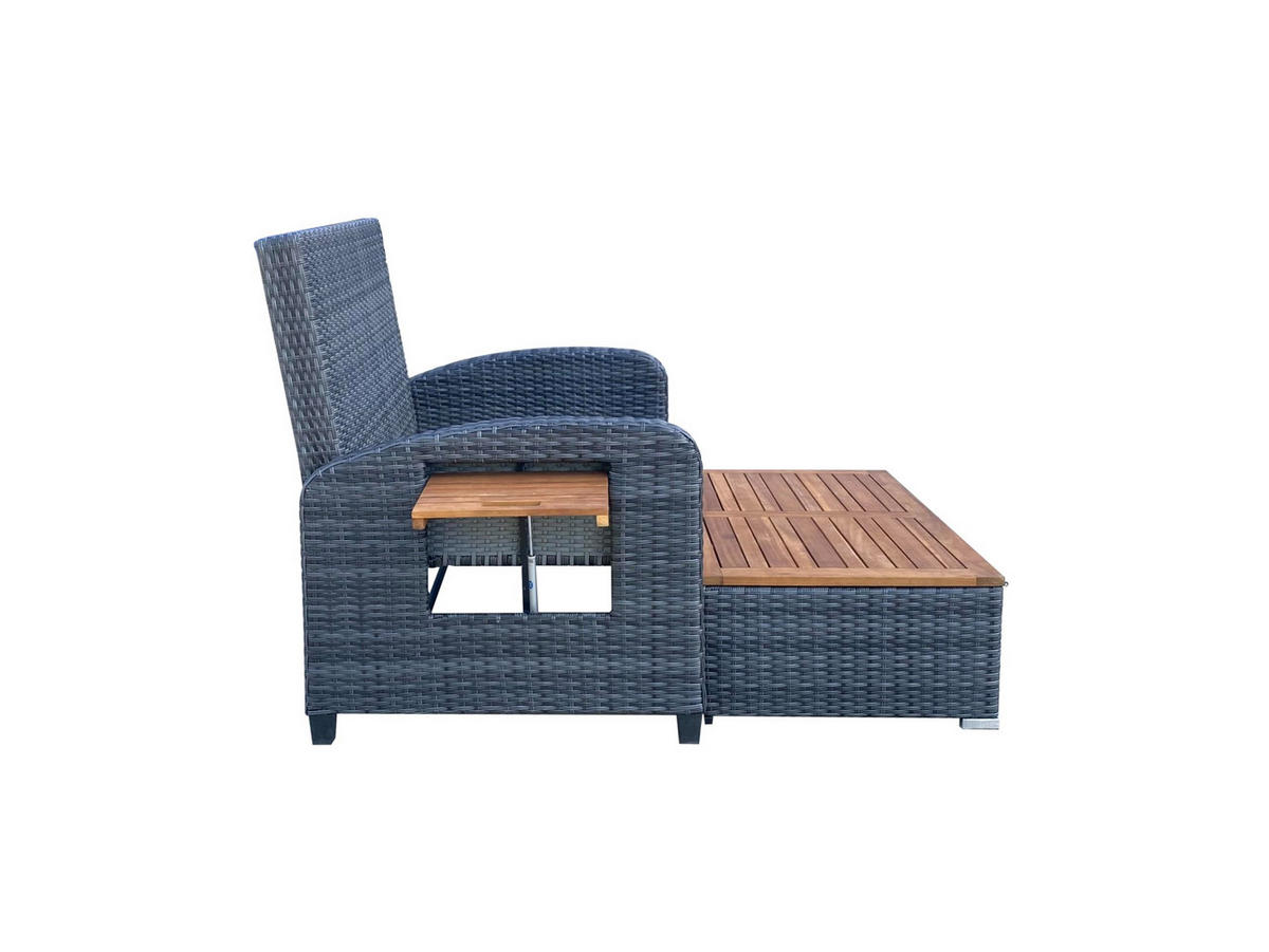 GARTENSOFA Olivia Gartenliege - Anthrazit, Holz (116/95/73cm) - DELUKE