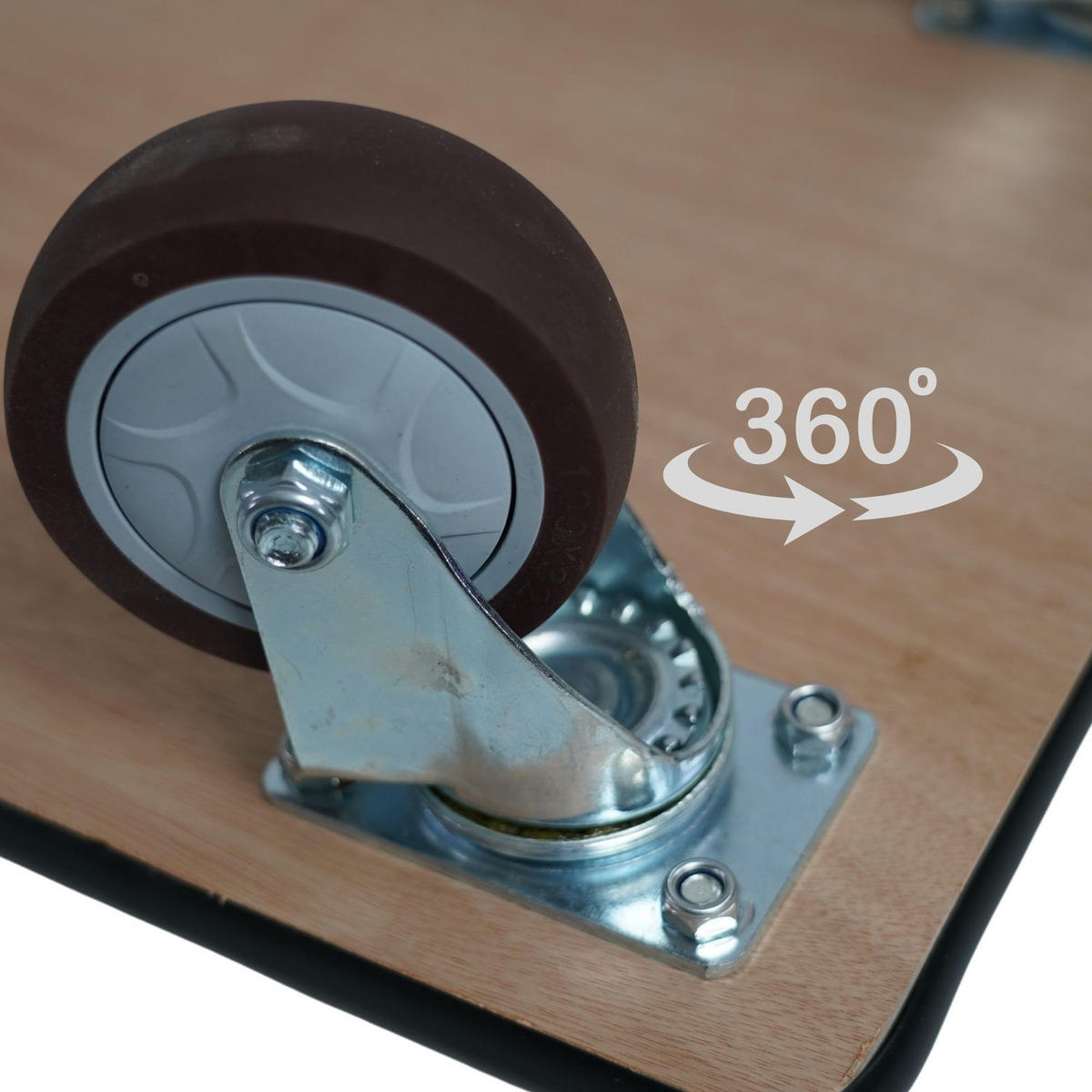 TRANSPORTROLLER 4er-Set mit 4 Rollen 15x40x60 cm Traglast 500kg Sperrholzplatte mit Gummibelag Schwarz - Schwarz, Holzwerkstoff (60/40/15cm) - PROREGAL