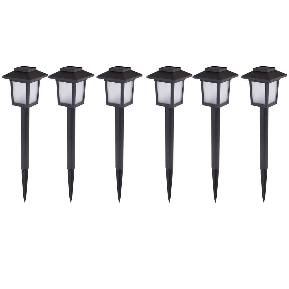LED AUSSENLEUCHTE Solarlampe Schwarz satiniert 6er Set - Schwarz, Kunststoff (8/8/37cm) - Globo Lighting