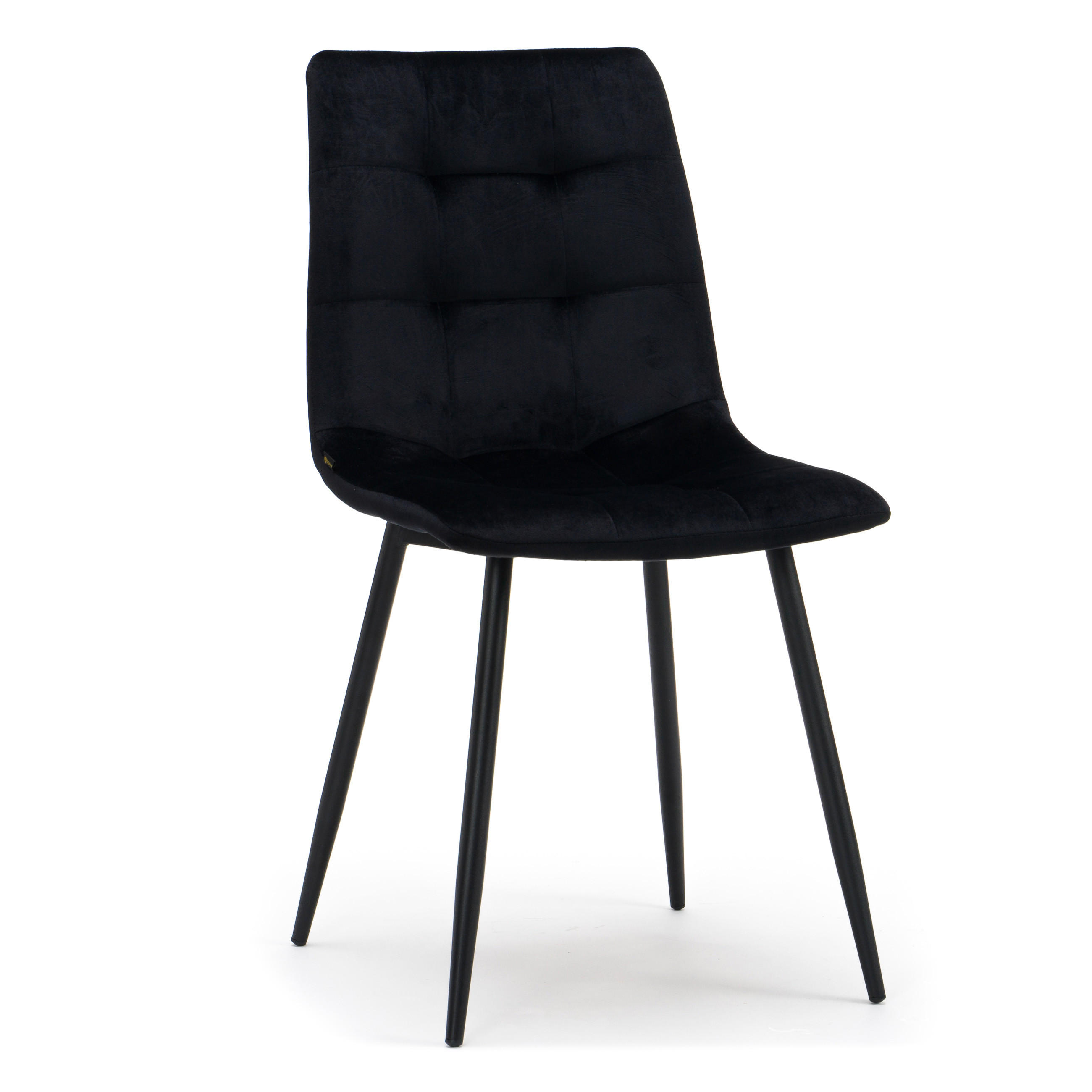 STUHL PARMA gepolsterter mit Steppung - schwarz - Samt Velour - Schwarz, Textil/Metall (44/89/45cm) - NEW HOME