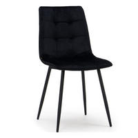 STUHL PARMA gepolsterter mit Steppung - schwarz - Samt Velour - Schwarz, Textil/Metall (44/89/45cm) - NEW HOME
