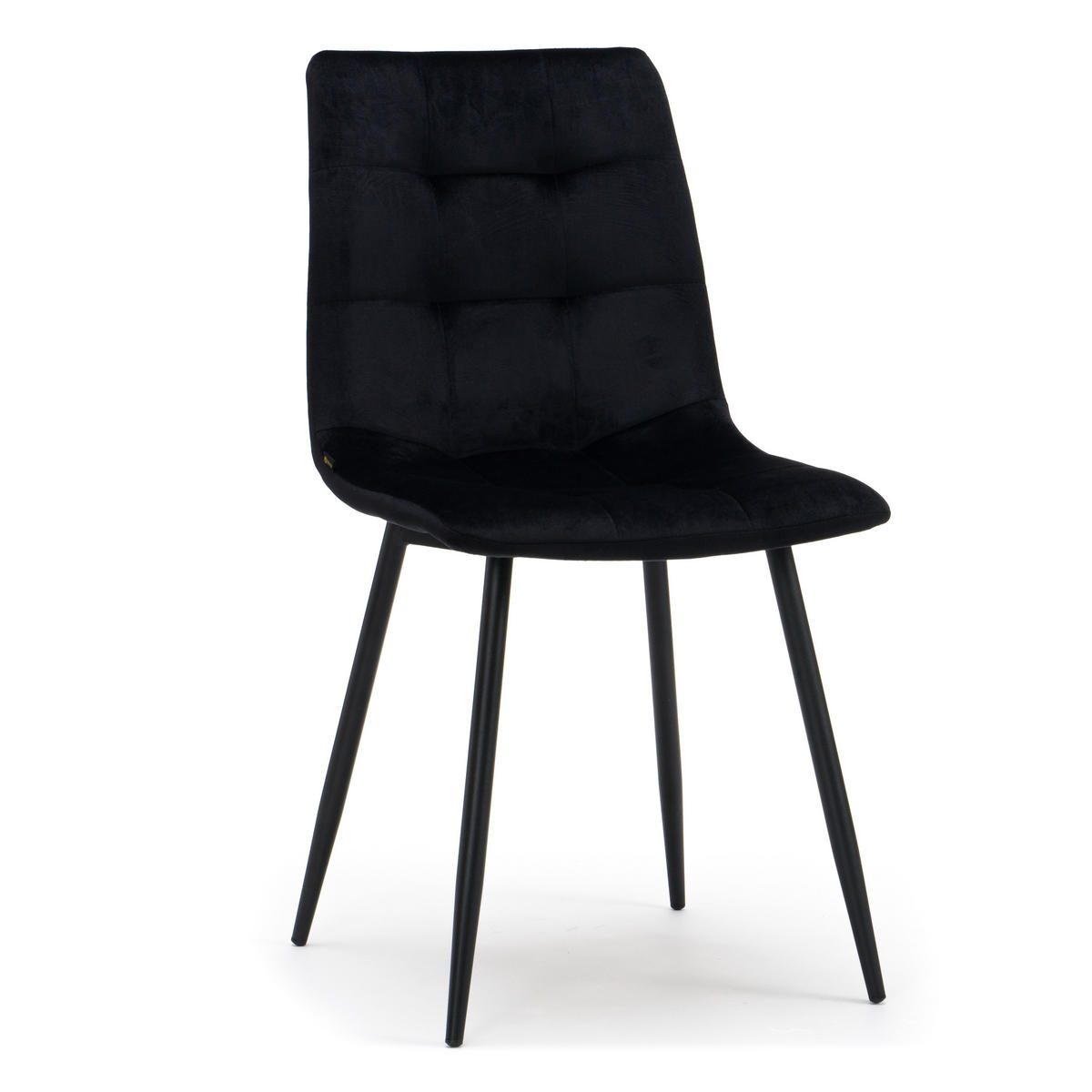 STUHL PARMA gepolsterter mit Steppung - schwarz - Samt Velour - Schwarz, Textil/Metall (44/89/45cm) - NEW HOME