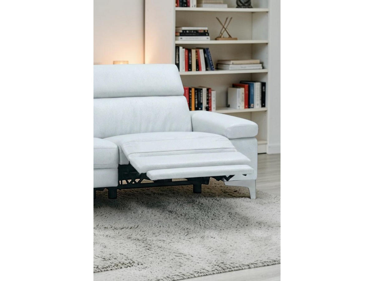 3-SITZER Sofa Talisman Echtleder mit 1 x Relaxfunktion Weiß - Weiß, Leder/Metall (216/80/100cm)