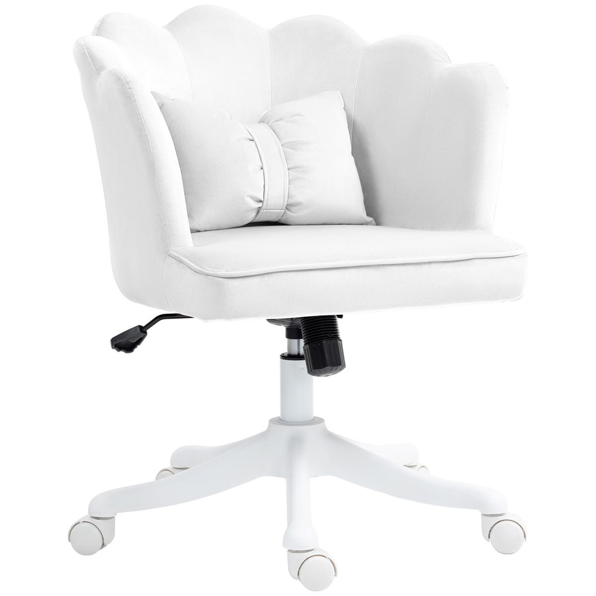 BÜROSTUHL Schreibtischstuhl mit Armlehne, Wippfunktion für Schlafzimmer, Weiß - Weiß, Kunststoff (62/88/66cm) - HOMCOM