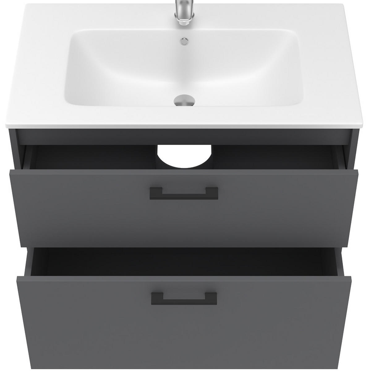 WASCHBECKENUNTERSCHRANK Lanco Anthrazit 80 x 61.5 cm mit Waschbecken - Anthrazit, Holzwerkstoff (80/61.5/45.5cm) - Vicco