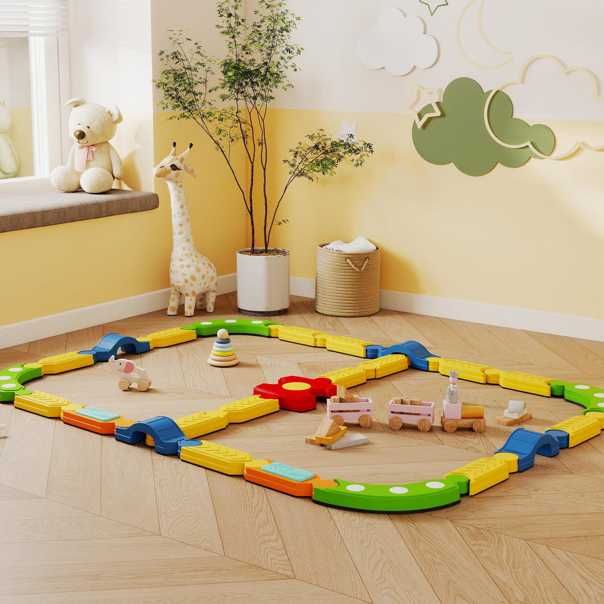 KINDER-BALANCIERBALKEN Kunststoff Mehrfarbig - Multicolor, Kunststoff (176/10.5/176cm) - AIYAPLAY