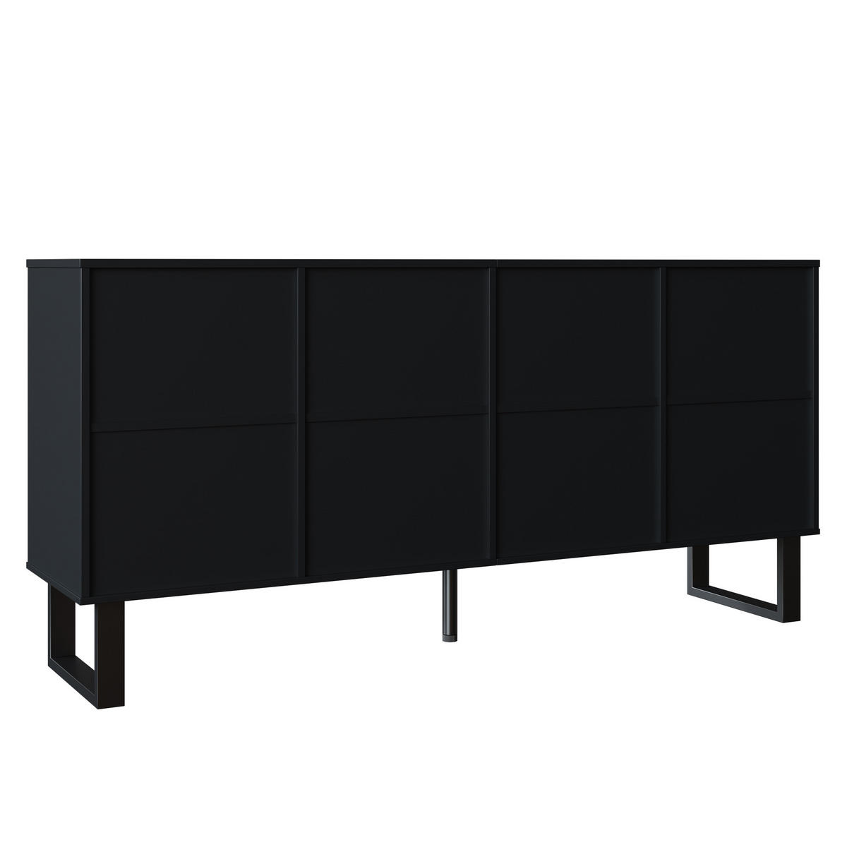 SIDEBOARD 160 x 38 x 75 cm aus MDF, 3D-Front, viel Stauraum, Schwarz/Natur - Schwarz, Holzwerkstoff (160/75/38cm)