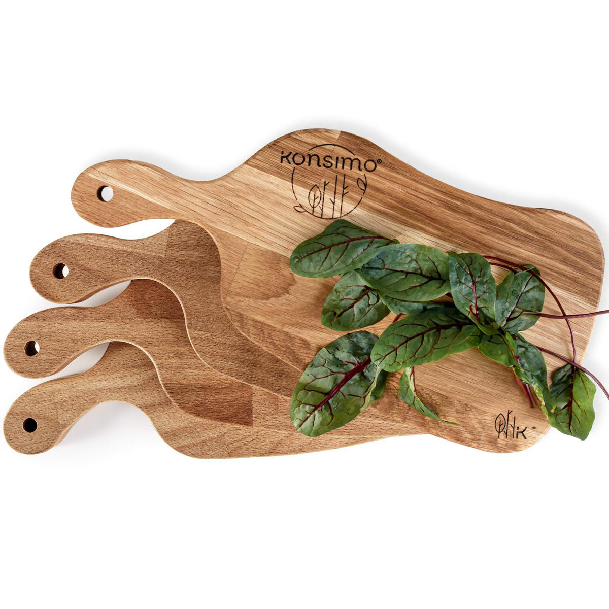 SCHNEIDEBRETT Holz Eiche geölt LIVO 4-tlg - Eichefarben, Holz (16/33cm) - KONSIMO®