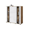 KOMMODE Caro HB 120 mit weißer LED Beleuchtung - Eiche Wotan/Schwarz, Holzwerkstoff/Kunststoff (120/122/40cm) - MIRJAN24